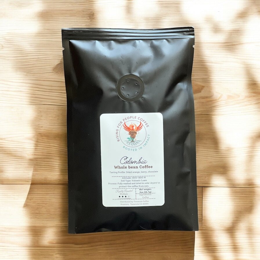 2oz Colombia - Rising For People Coffee Co.CoffeeRising For People Coffee Co.Rising For People Coffee Co.2oz - colombiaRising For People Coffee coffee bag— Colombia, light roast, Latte, Cappuccino, Coffee shop, Coffee shop near, Coffee near me, Roasted coffee, Speciality coffee, Green coffee, Black coffee, Espresso machine, French press, Espresso, Takeout coffee near, Reno coffee