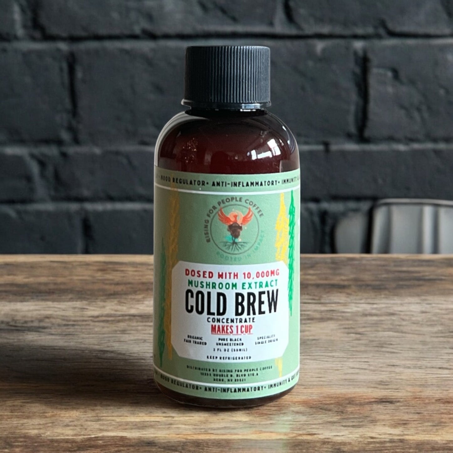 2oz Travel Happy Mushroom Cold Brew Concentrate Coffee - Rising For People Coffee Co.CoffeeRising For People Coffee Co.Rising For People Coffee Co.Rising for People Coffee cold brew bottle— 2oz Travel Happy Mushroom Cold Brew Concentrate, Latte, Cappuccino, Coffee shop, Coffee shop near, Coffee near me, Roasted coffee, Speciality coffee, Green coffee, Black coffee, Espresso machine, French press, Espresso, Takeout coffee near