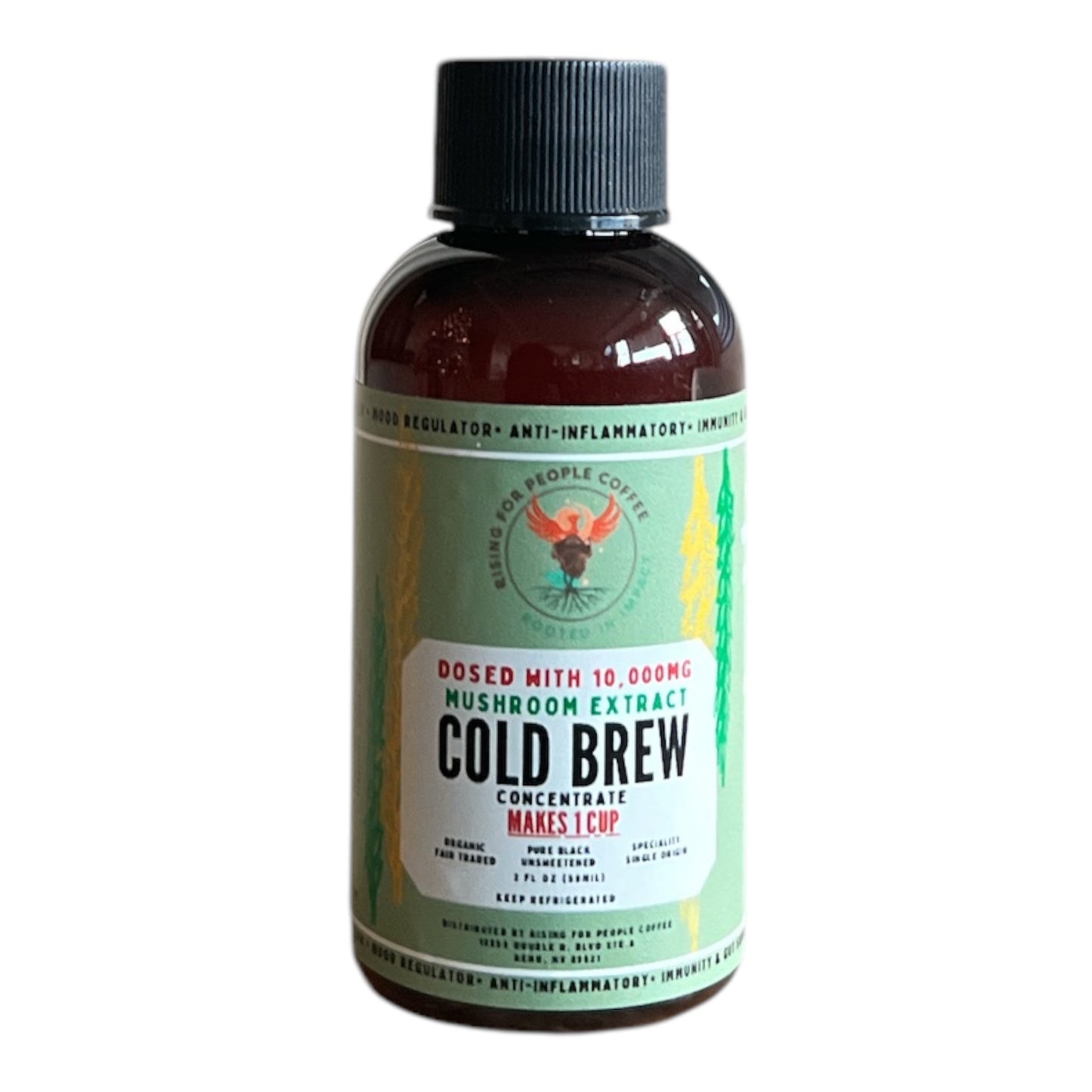 2oz Travel Happy Mushroom Cold Brew Concentrate Coffee - Rising For People Coffee Co.CoffeeRising For People Coffee Co.Rising For People Coffee Co.Rising for People Coffee cold brew bottle— 2oz Travel Happy Mushroom Cold Brew Concentrate, Latte, Cappuccino, Coffee shop, Coffee shop near, Coffee near me, Roasted coffee, Speciality coffee, Green coffee, Black coffee, Espresso machine, French press, Espresso, Takeout coffee near