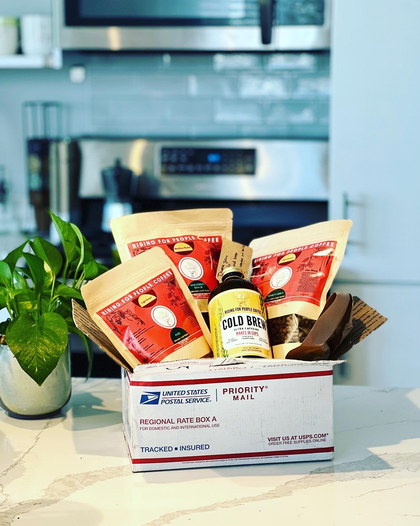 Rising for people coffee organic, fair trade, monthly delivery