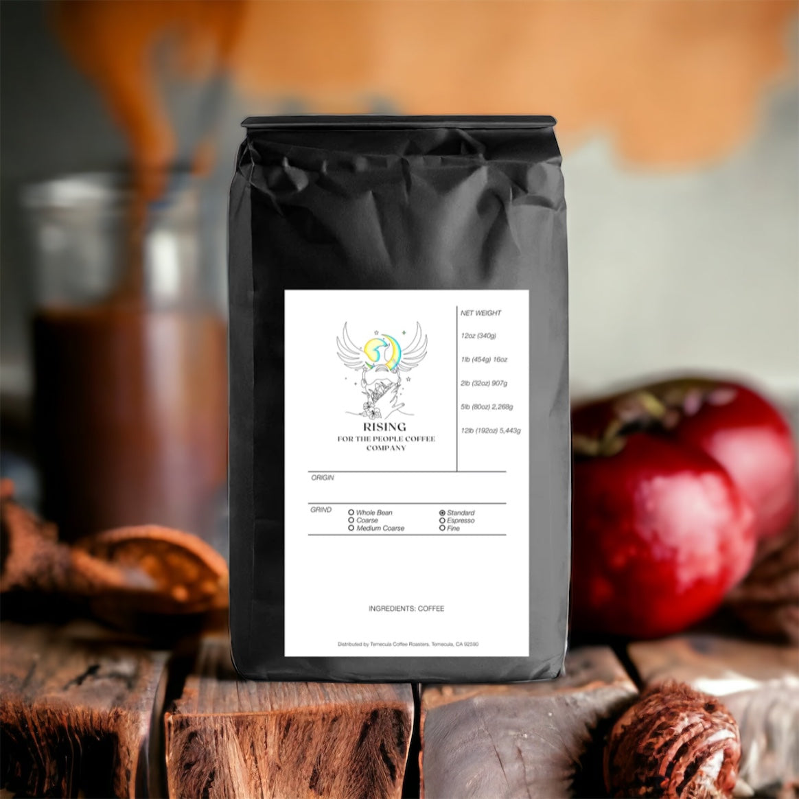 Rising for people coffee caramel flavored