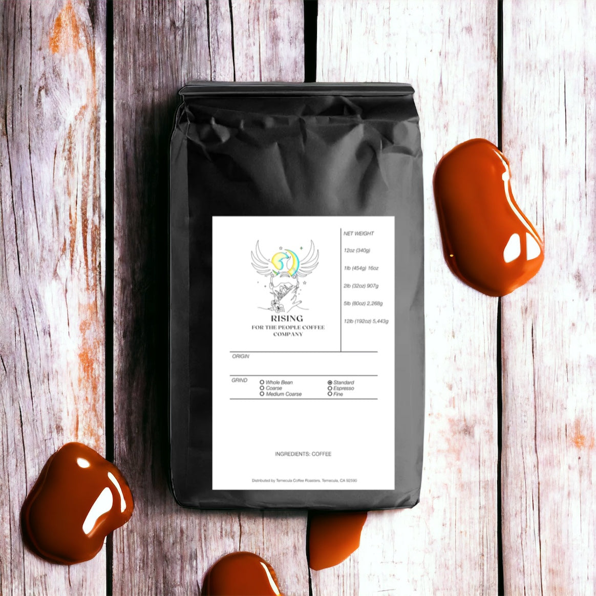 Rising for people coffee caramel flavored