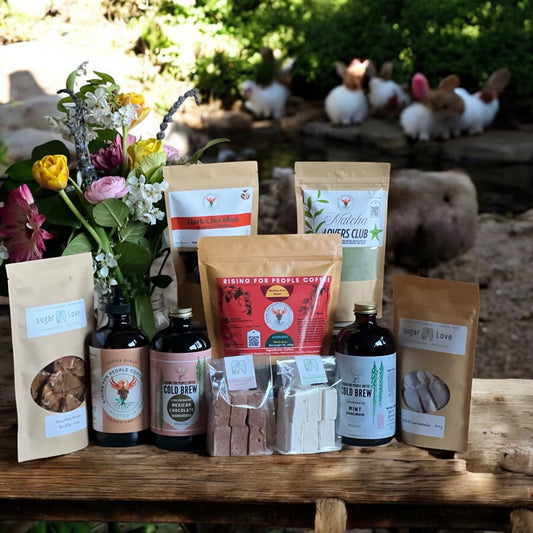 Coffee Tea and Candy Spring Basket - Rising For People Coffee Co.CoffeeRising For People Coffee Co.Rising For People Coffee Co.Coffee Tea and Candy Spring Basket