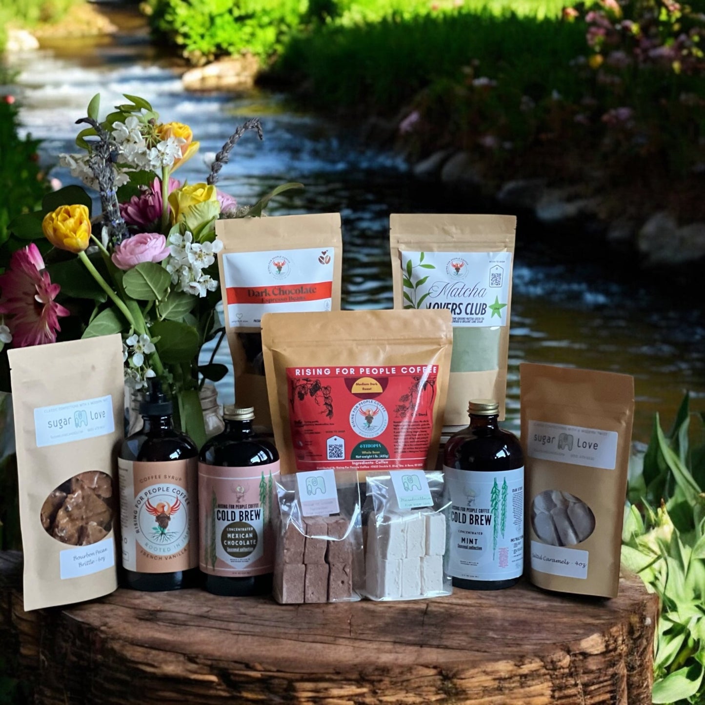 Coffee Tea and Candy Spring Basket - Rising For People Coffee Co.CoffeeRising For People Coffee Co.Rising For People Coffee Co.Coffee Tea and Candy Spring Basket