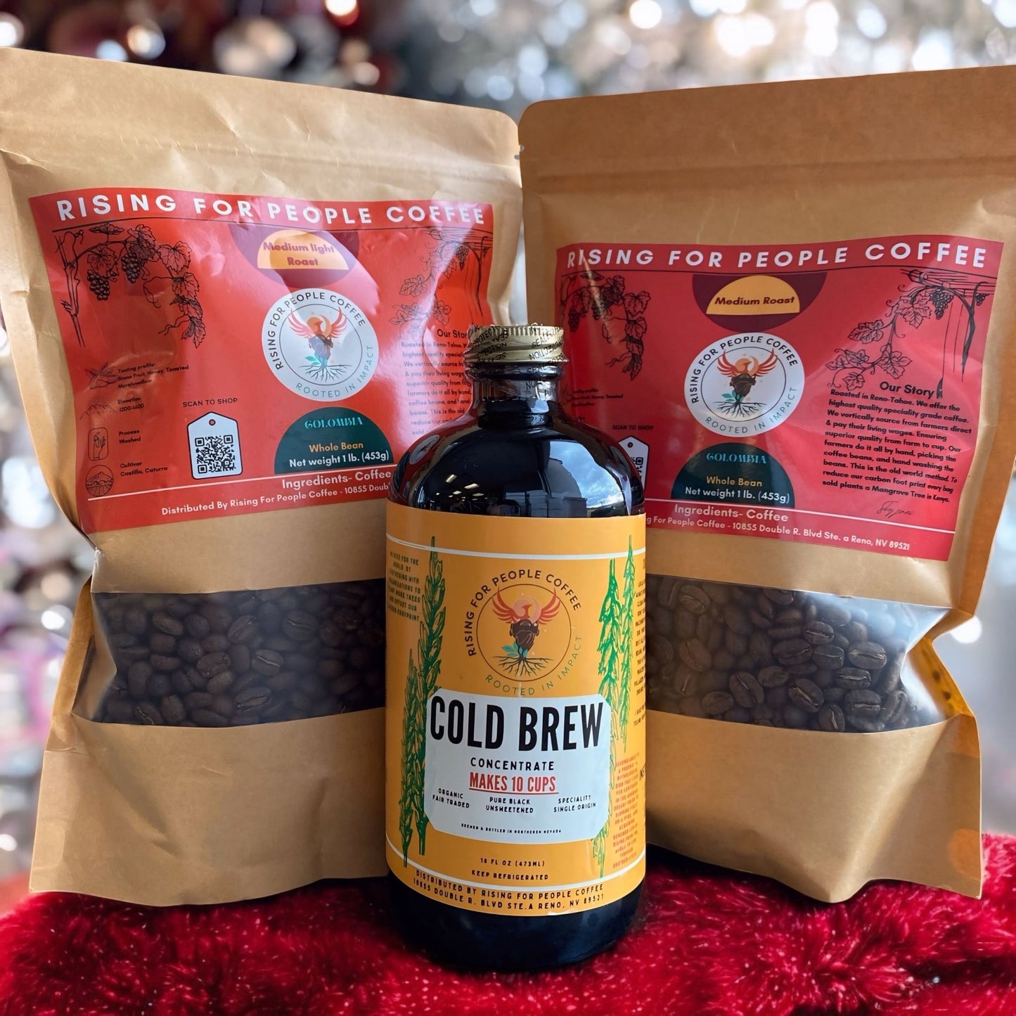 Colombia and Original Cold Brew Bundle - Rising For People Coffee Co.CoffeeRising For People Coffee Co.Rising For People Coffee Co.Rising for People Coffee— Colombia beans and Original Cold Brew Concentrate