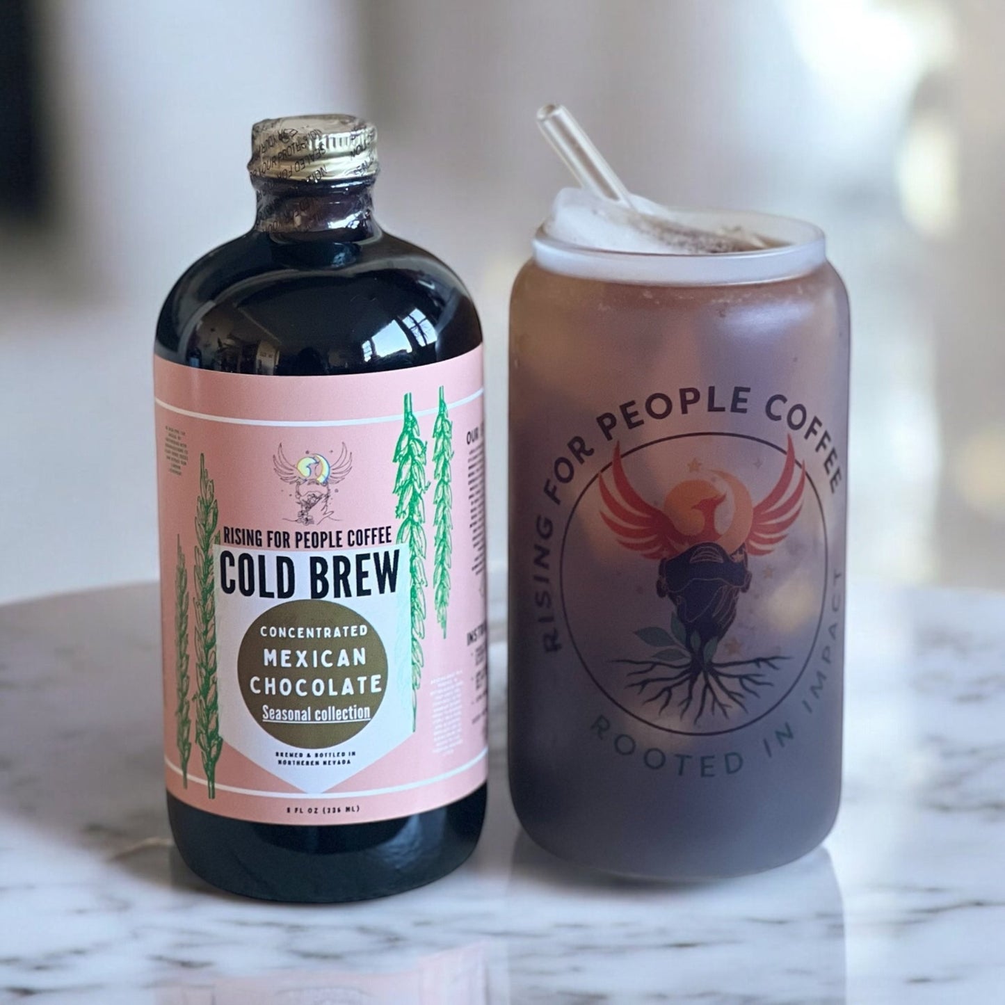 Limited Edition - Bundle Cold Brew Coffee Concentrate - Rising For People Coffee Co.CoffeeRising For People Coffee Co.Rising For People Coffee Co.Rising for people coffee spring collection bundle deal of the cool mint cold brew coffee and Mexican chocolate cold brew concentrate. Best for lattes, cold brew, baking, cooking , sugar free coffee, dairy free coffee, organic and speciality coffee, near me, gourmet coffee, black owned coffee company , Latte, Cappuccino, Coffee shop, Coffee shop near, C