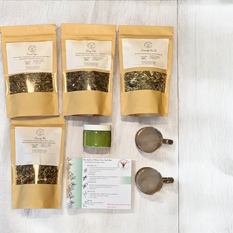 Reset & Revitalize Tea Box - Rising For People Coffee Co.Food & BeveragesRising For People Coffee Co.Rising For People Coffee Co.Specialty gourmet tea set by rising for people coffee, Specialty berry calm white tea by rising for people coffee co, Latte, Cappuccino, Coffee tea shop, Coffee shop near, Coffee near me, Roasted coffee, Speciality coffee, Green coffee, Black coffee, Espresso machine, French press, Espresso, Takeout coffee near