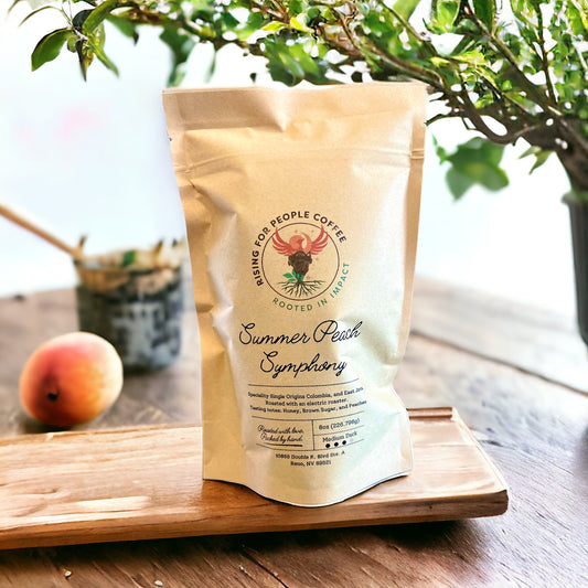 Rising for people coffee espresso blend, summer peach symphony 