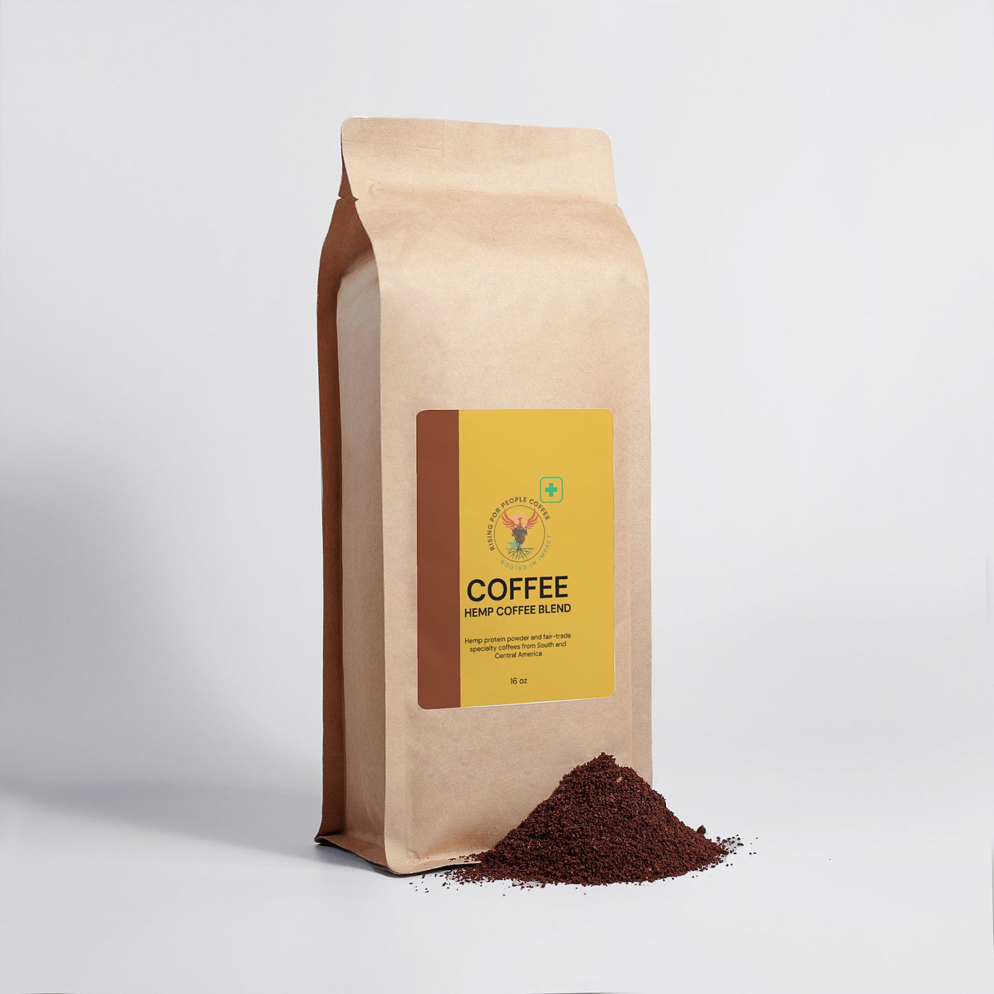 Rising for people coffee hemp protein ground coffee, medium roast , specialty gourmet coffee