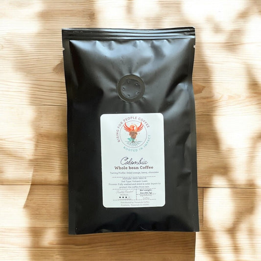2oz Colombia - Rising For People Coffee Co.CoffeeRising For People Coffee Co.Rising For People Coffee Co.2oz - colombiaRising For People Coffee coffee bag— Colombia, light roast, Latte, Cappuccino, Coffee shop, Coffee shop near, Coffee near me, Roasted coffee, Speciality coffee, Green coffee, Black coffee, Espresso machine, French press, Espresso, Takeout coffee near, Reno coffee
