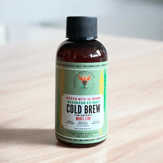 2oz Travel Happy Mushroom Cold Brew Concentrate Coffee - Rising For People Coffee Co.CoffeeRising For People Coffee Co.Rising For People Coffee Co.Rising for People Coffee cold brew bottle— 2oz Travel Happy Mushroom Cold Brew Concentrate, Latte, Cappuccino, Coffee shop, Coffee shop near, Coffee near me, Roasted coffee, Speciality coffee, Green coffee, Black coffee, Espresso machine, French press, Espresso, Takeout coffee near