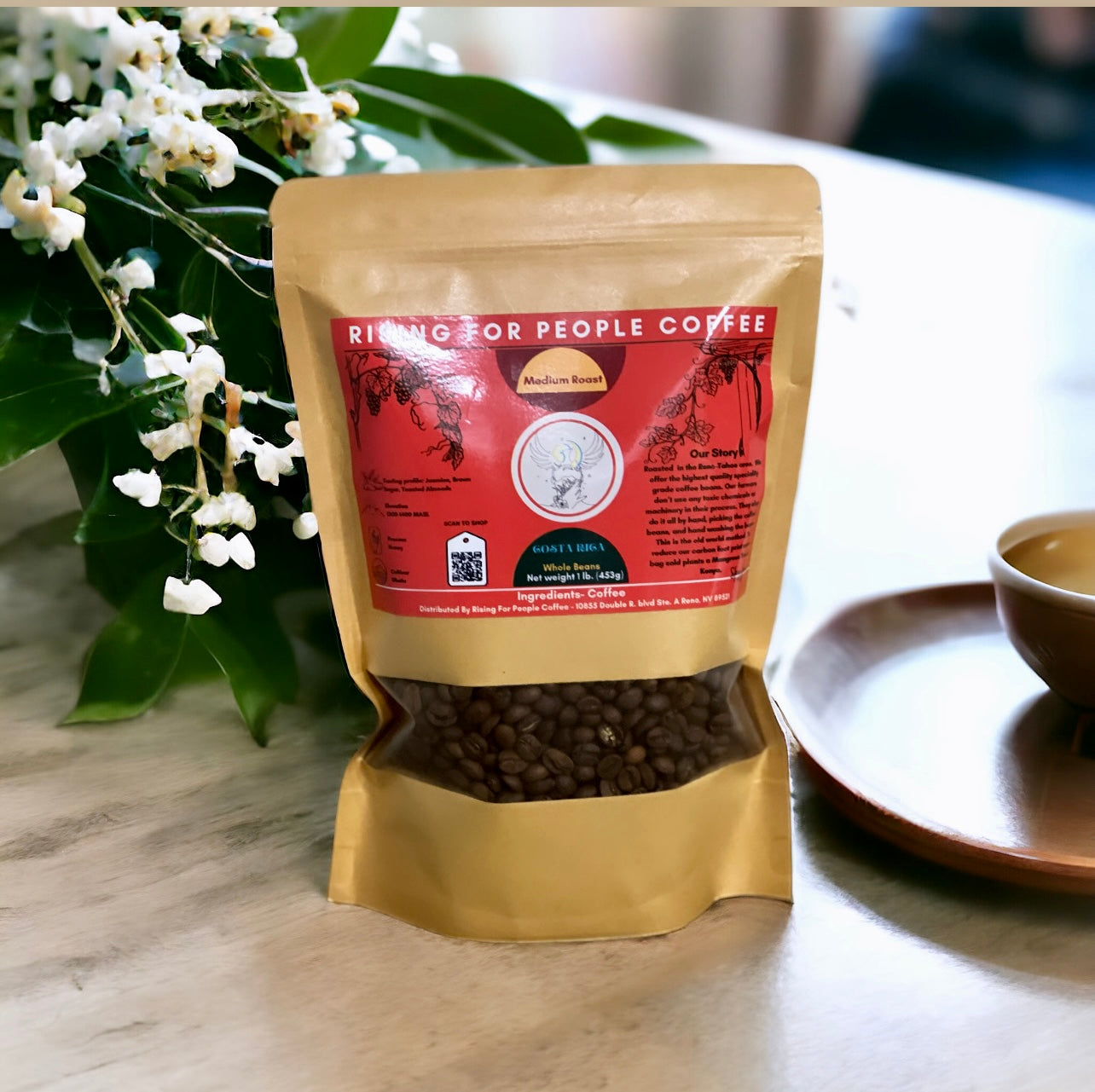 Rising for people coffee costs rica obata honey coffee- medium dark roast 