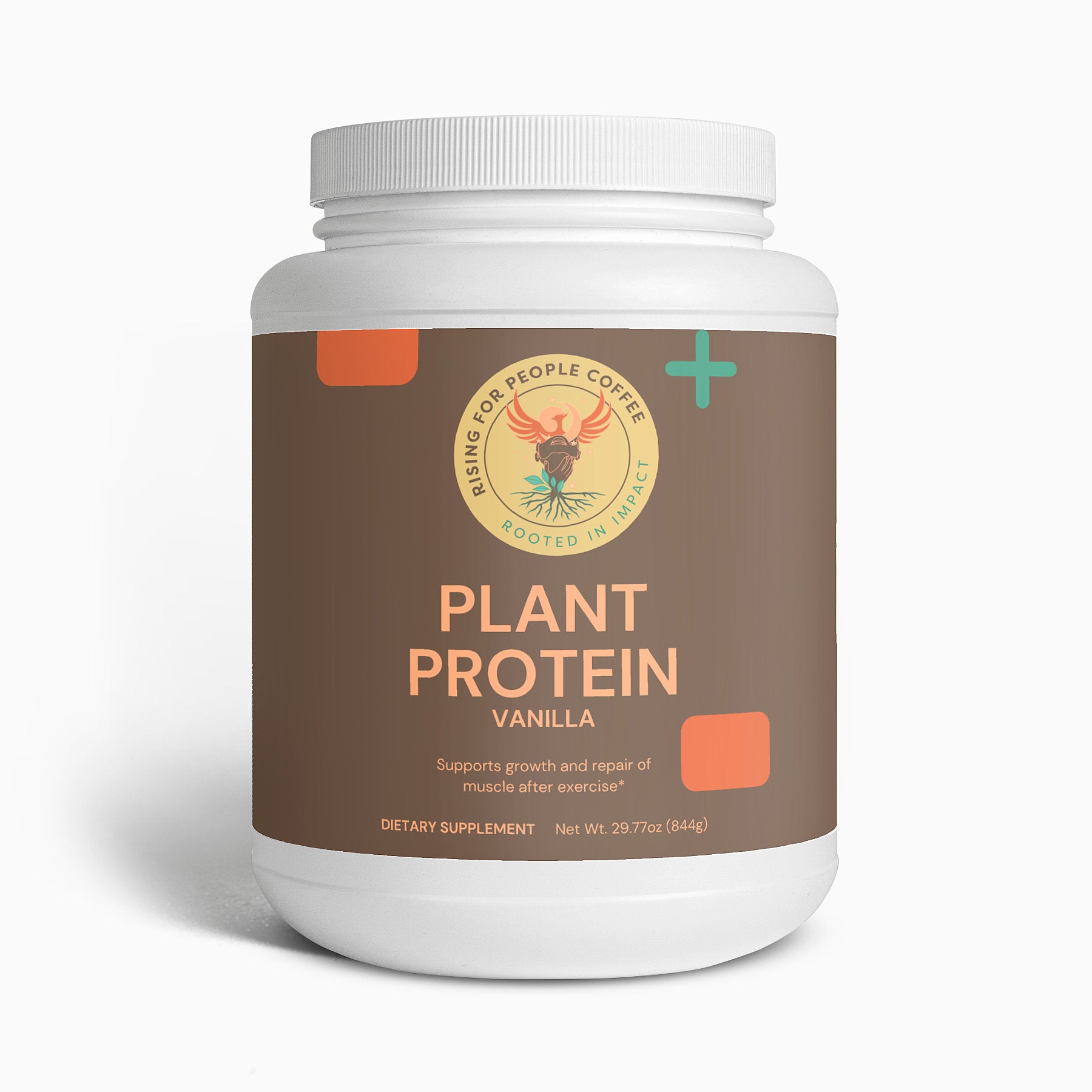 Rising for people coffee plant protein organic and vanilla flavored 