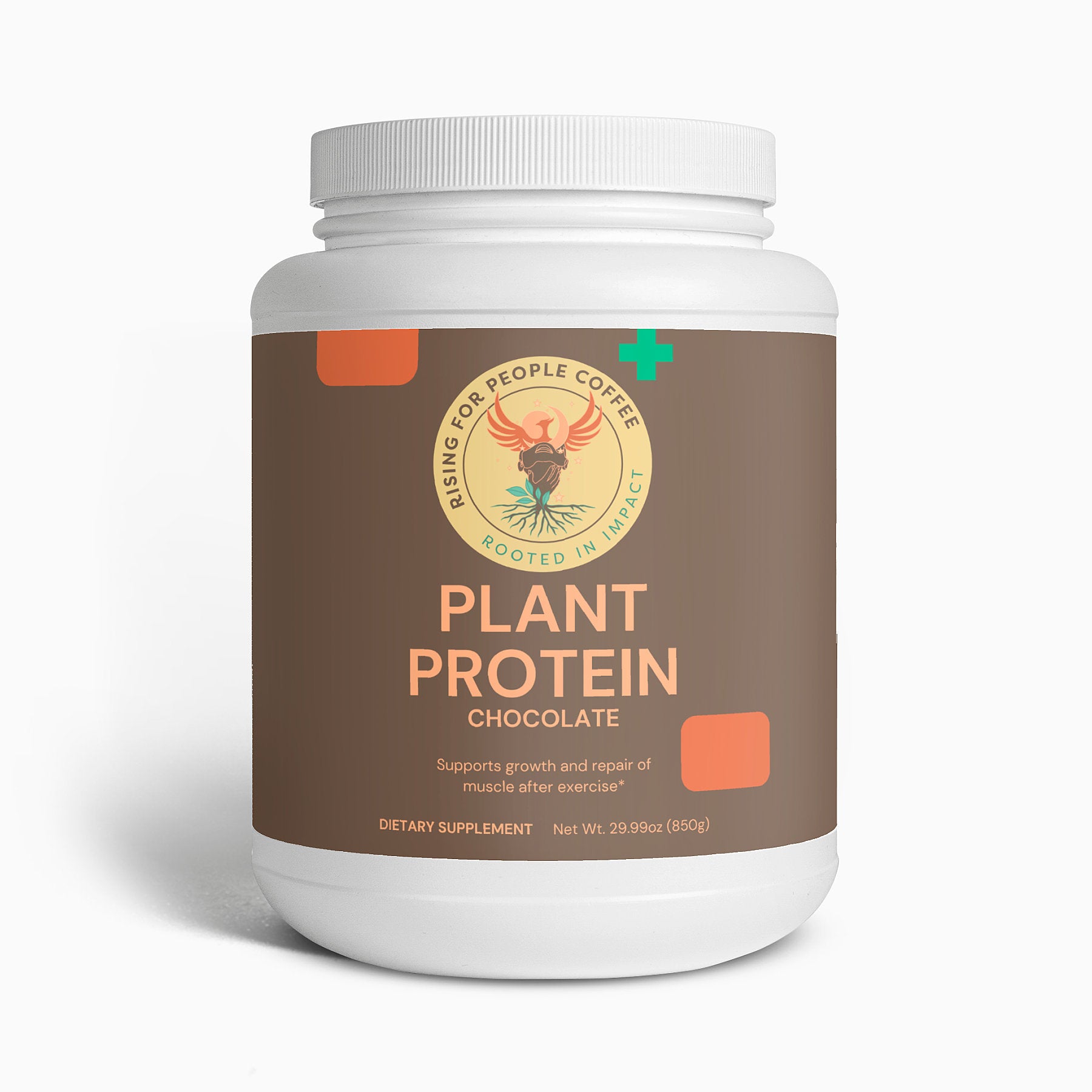 Rising for people coffee chocolate plant protein powder 