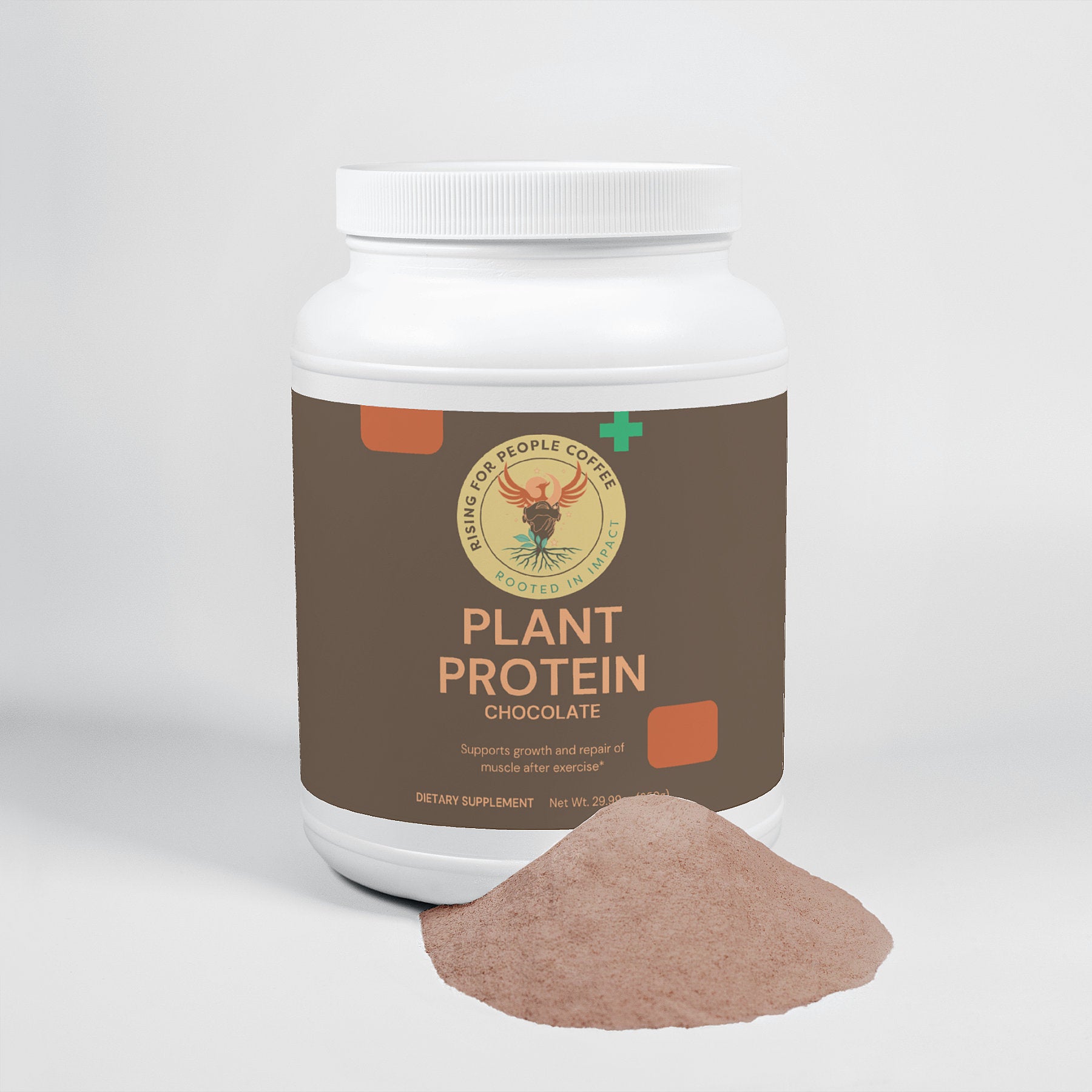 Rising for people coffee chocolate plant protein powder 