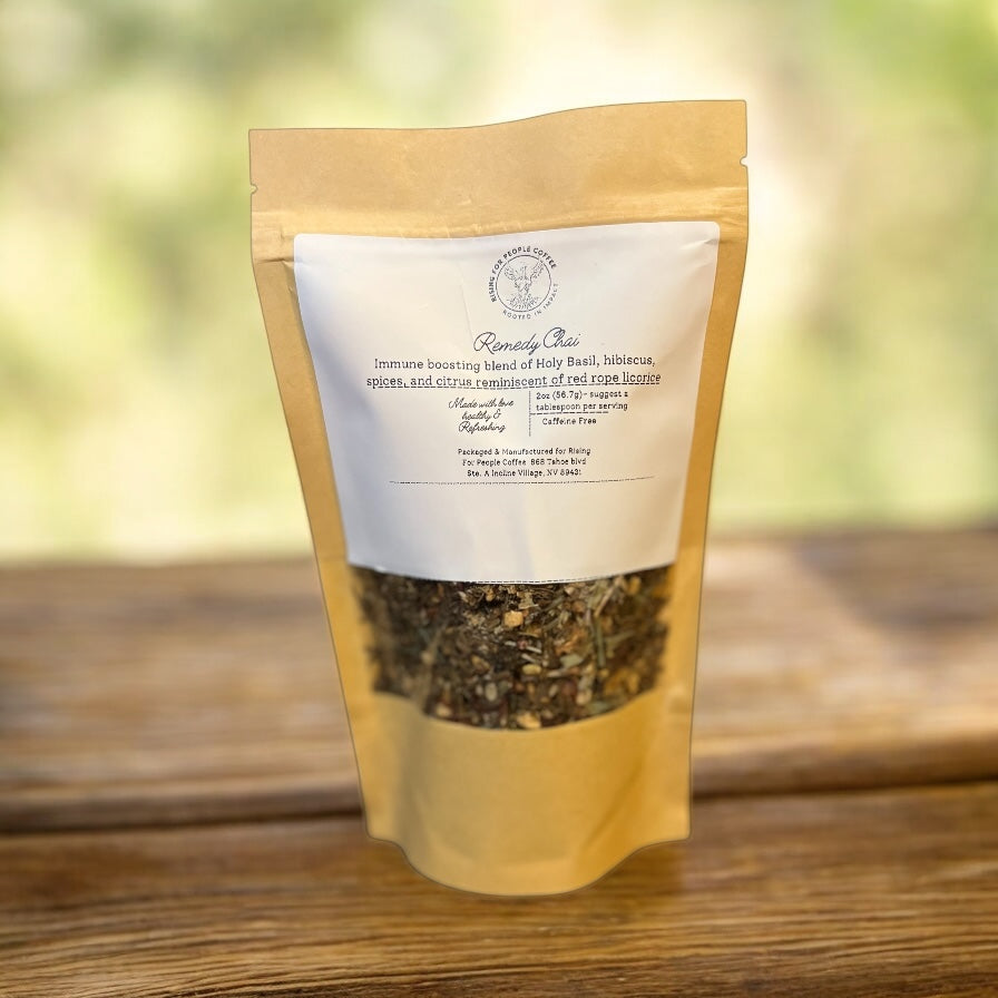 Specialty remedy chai tea by rising for people coffee co