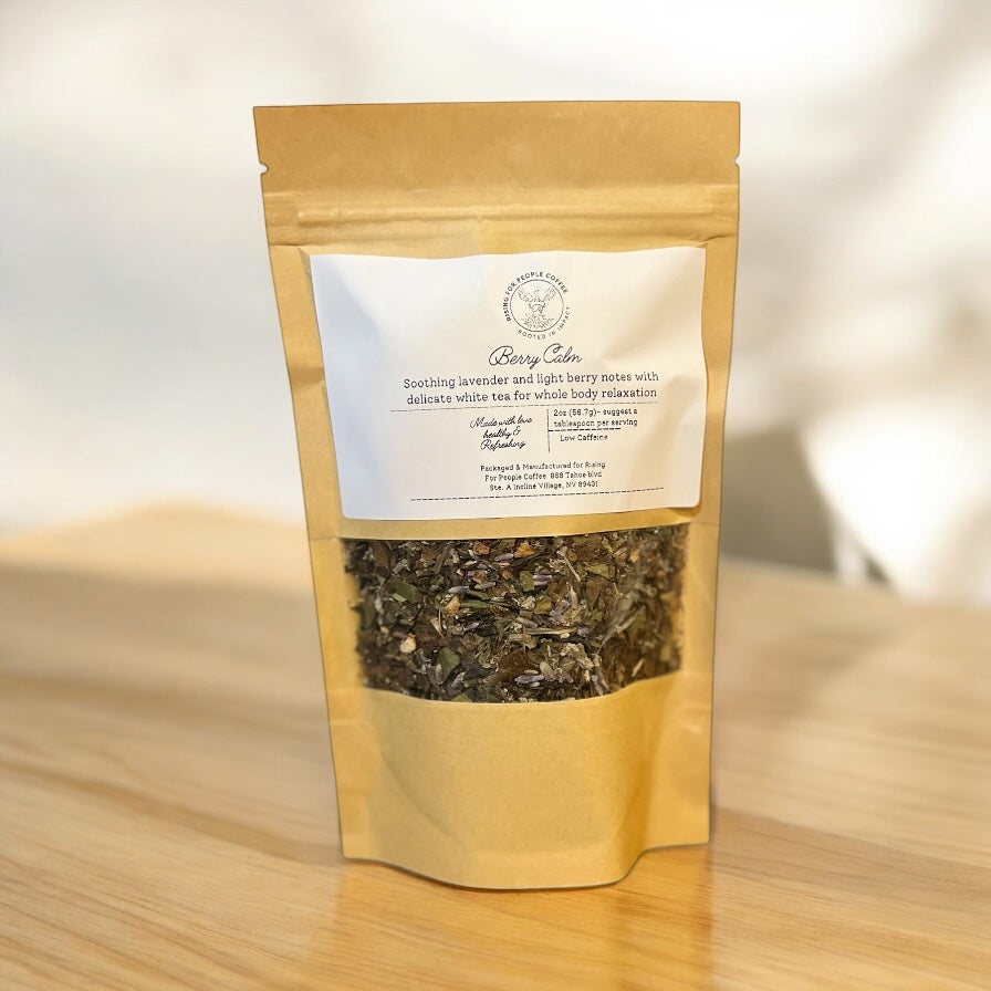 Specialty berry calm white tea by rising for people coffee co