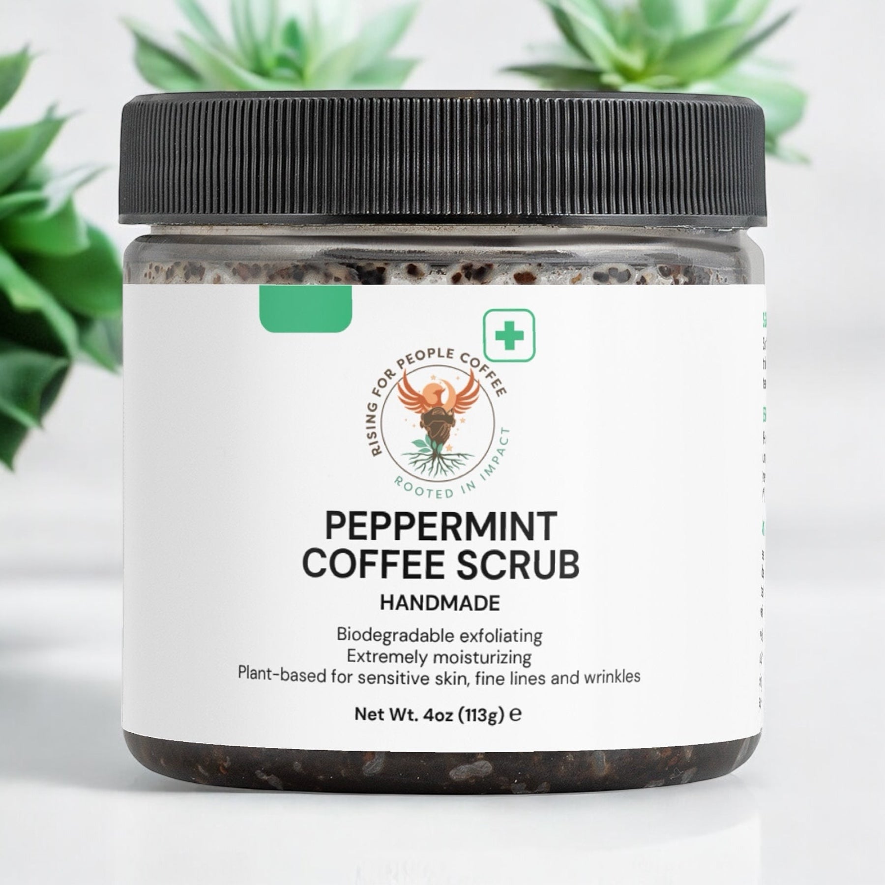 Rising for people coffee peppermint coffee body & face scrub