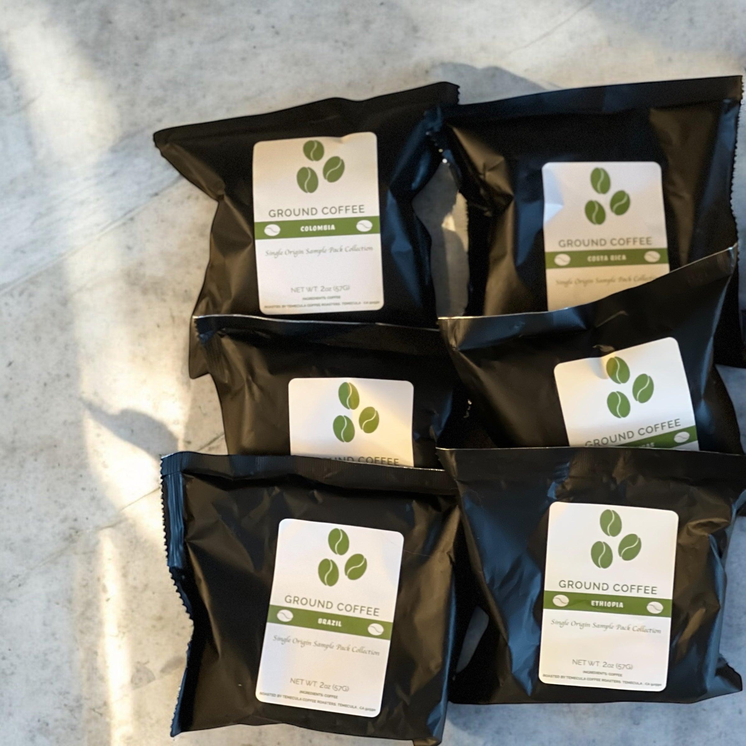 Single Origin Favorites Sample Pack: Brazil, Colombia, Costa Rica, Ethiopia, Honduras, Tanzania