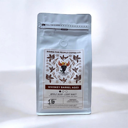 Aged Whiskey barrel Coffee Beans - Rising For People Coffee Co.Rising For People Coffee Co.Rising For People Coffee Co.197644238361Aged Whiskey barrel Coffee Guatemala Beans - Rising For People Coffee Co.Rising For People Coffee Co.Rising For People Coffee Co.197644238361Organic, aged whiskey barrel coffee beans, single origin, Guatemala specialty coffee, rising for people coffee