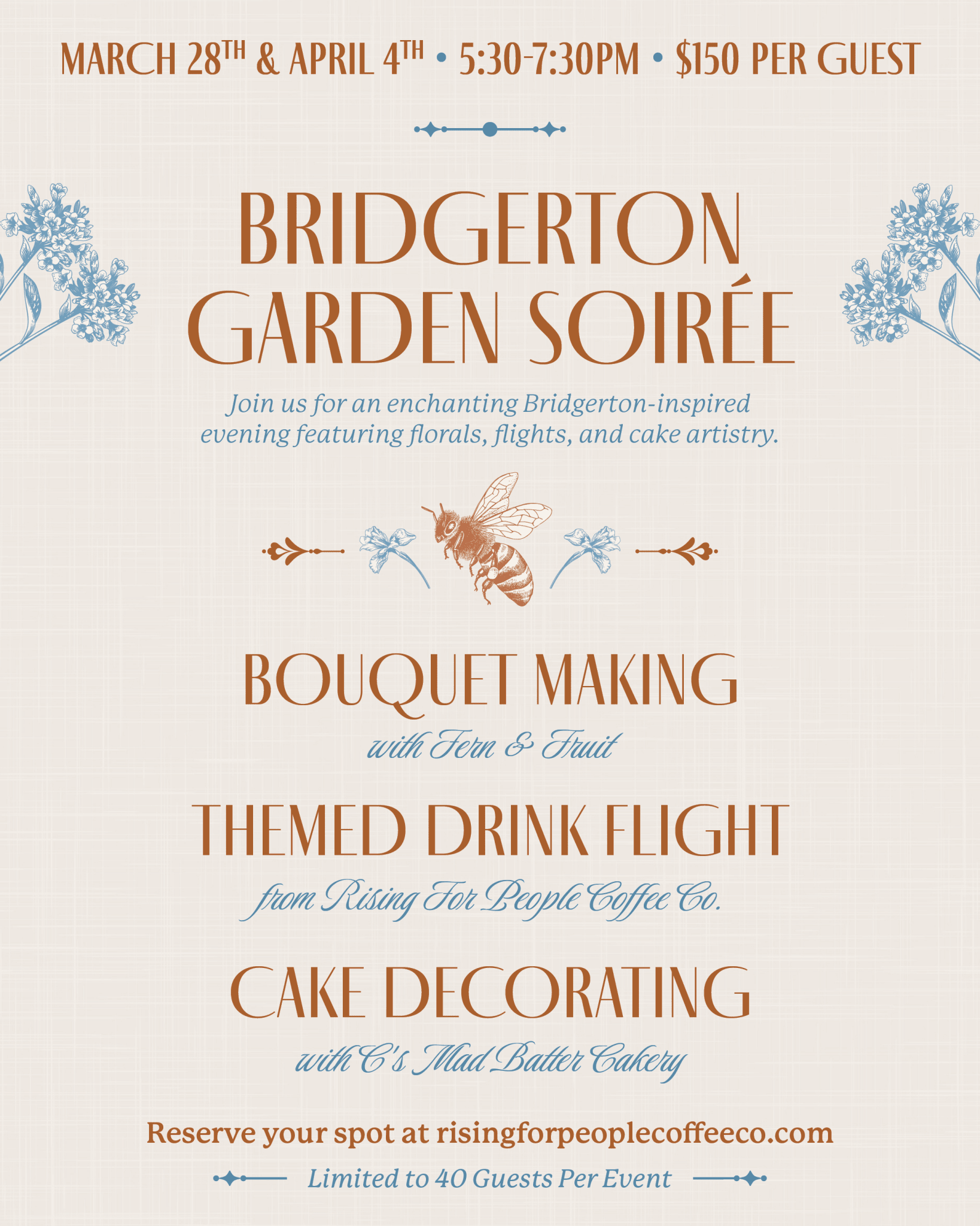Bridgerton Garden Soiree Experience | Reno – March 28 & April 4 - Rising For People Coffee Co.Rising For People Coffee Co.Rising For People Coffee Co.Bridgerton Garden Soiree Experience | Reno – March 28 & April 4