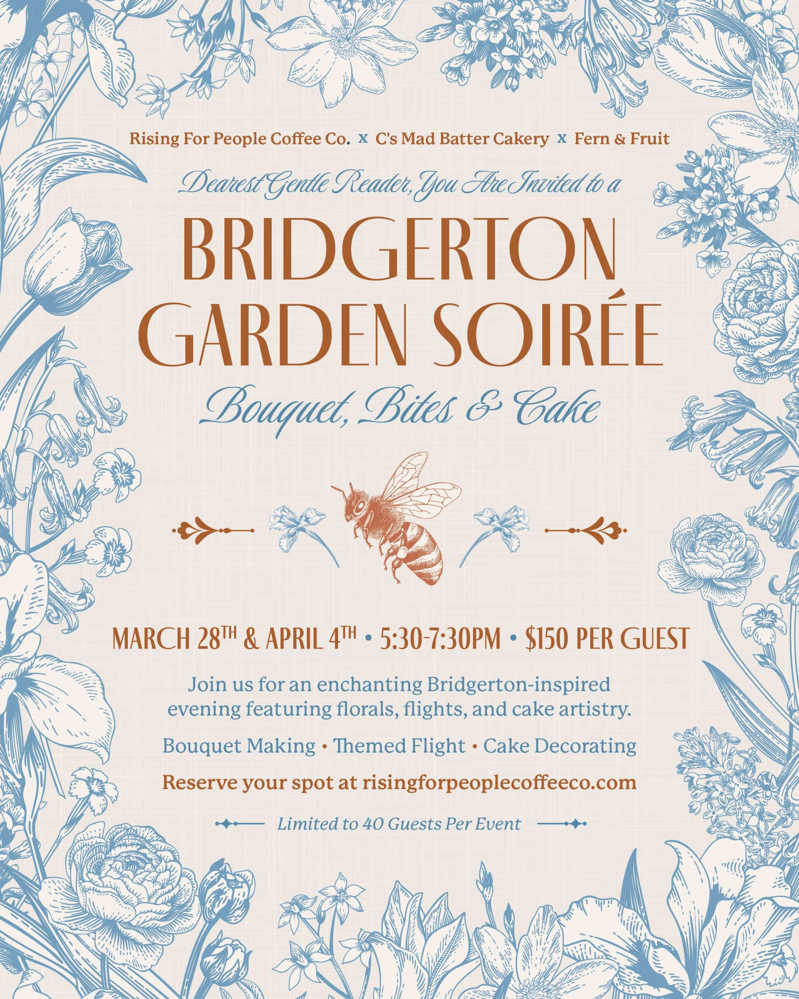 Bridgerton Garden Soiree Experience | Reno – March 28 & April 4 - Rising For People Coffee Co.Rising For People Coffee Co.Rising For People Coffee Co.Bridgerton Garden Soiree Experience | Reno – March 28 & April 4