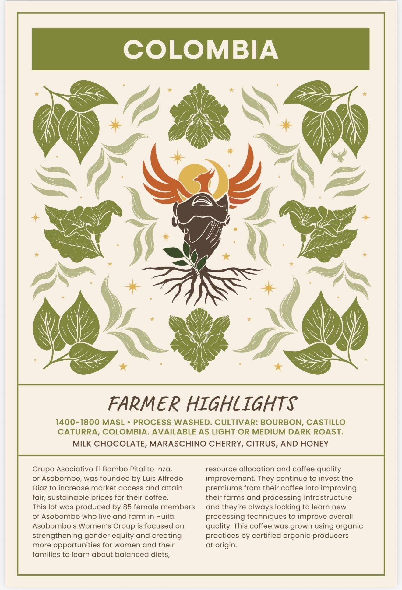 Colombia Coffee - Light Roast ( Women Co - Op) - Rising For People Coffee Co.CoffeeRising For People Coffee Co.Rising For People Coffee Co.93679971Colombia Coffee - Light Roast ( Women Co - Op)