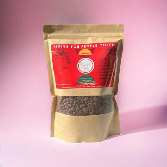El Salvador Coffee Roast - Rising For People Coffee Co.CoffeeRising For People Coffee Co.Rising For People Coffee Co.Rising For People Coffee coffee bag— El Salvador, light roast, Latte, Cappuccino, Coffee shop, Coffee shop near, Coffee near me, Roasted coffee, Speciality coffee, Green coffee, Black coffee, Espresso machine, French press, Espresso, Takeout coffee near
