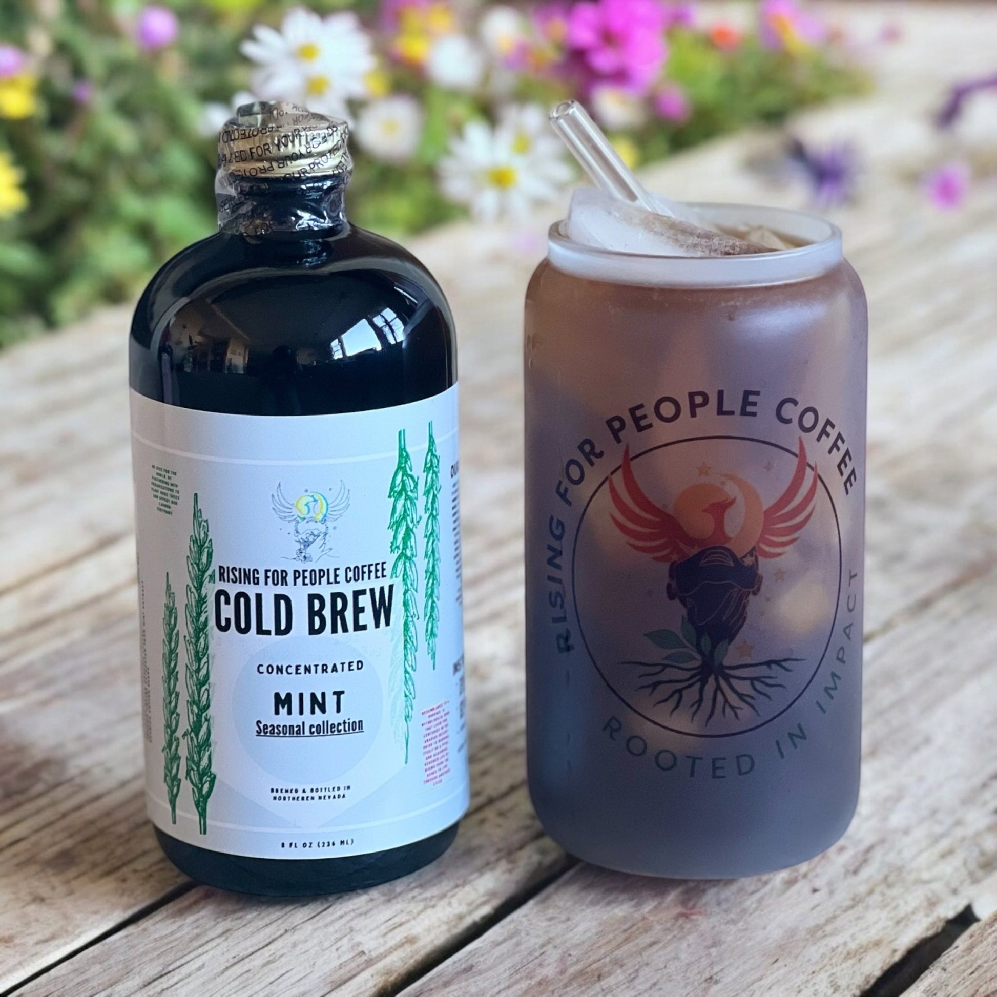 Limited Edition - Cool Mint Cold Brew Concentrate Coffee - Rising For People Coffee Co.CoffeeRising For People Coffee Co.Rising For People Coffee Co.Rising for people coffee spring collection of the cool mint cold brew coffee concentrate. Best for lattes, cold brew, baking, cooking , sugar free coffee, dairy free coffee, organic and speciality coffee, near me, gourmet coffee, black owned coffee company , Latte, Cappuccino, Coffee shop, Coffee shop near, Coffee near me, Roasted coffee, Speciality