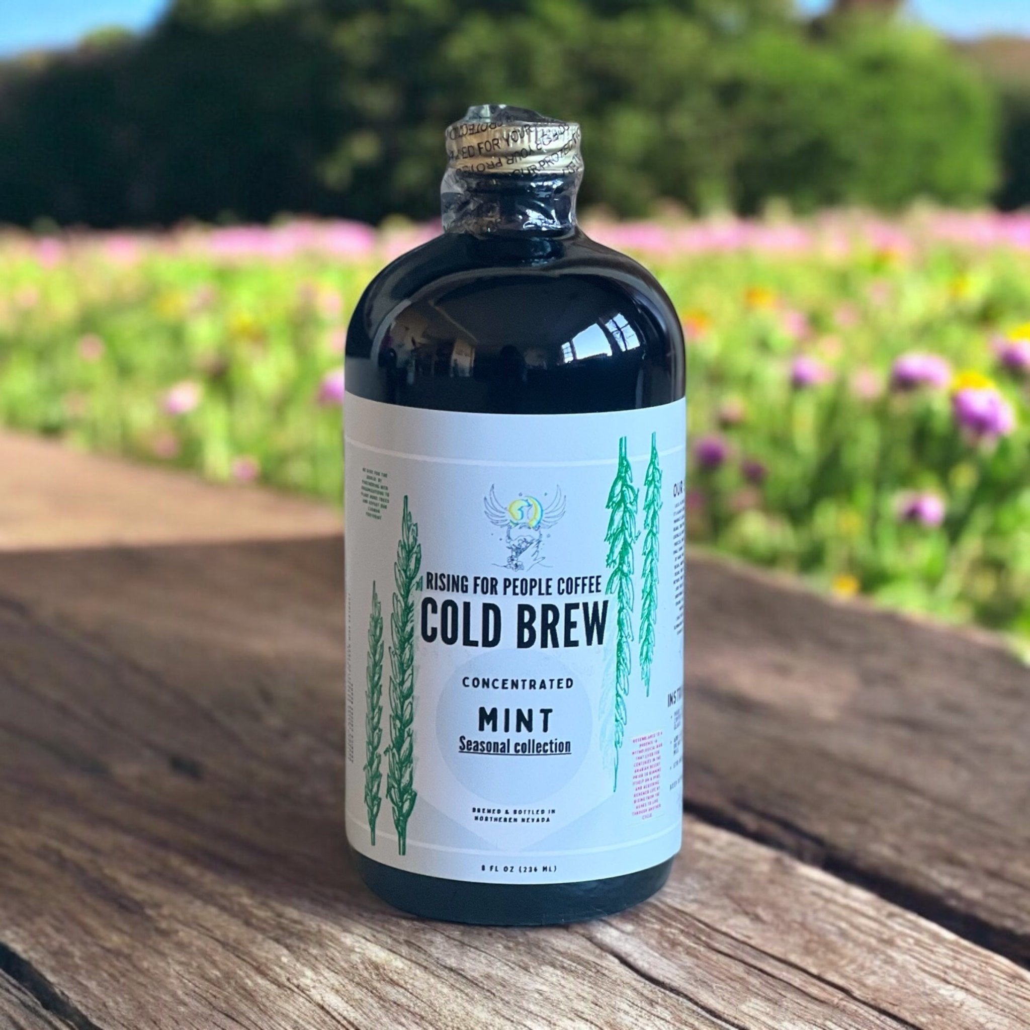 Limited Edition - Cool Mint Cold Brew Concentrate Coffee - Rising For People Coffee Co.CoffeeRising For People Coffee Co.Rising For People Coffee Co.Rising for people coffee spring collection of the cool mint cold brew coffee concentrate. Best for lattes, cold brew, baking, cooking , sugar free coffee, dairy free coffee, organic and speciality coffee, near me, gourmet coffee, black owned coffee company , Latte, Cappuccino, Coffee shop, Coffee shop near, Coffee near me, Roasted coffee, Speciality