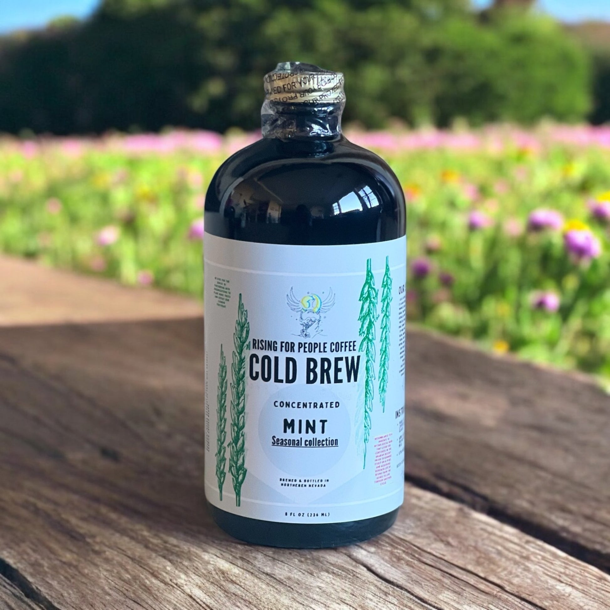 Limited Edition - Cool Mint Cold Brew Concentrate Coffee - Rising For People Coffee Co.CoffeeRising For People Coffee Co.Rising For People Coffee Co.Rising for people coffee spring collection of the cool mint cold brew coffee concentrate. Best for lattes, cold brew, baking, cooking , sugar free coffee, dairy free coffee, organic and speciality coffee, near me, gourmet coffee, black owned coffee company , Latte, Cappuccino, Coffee shop, Coffee shop near, Coffee near me, Roasted coffee, Speciality