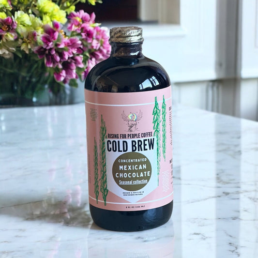 Limited Edition - Mexican Chocolate Cold Brew Concentrate Coffee - Rising For People Coffee Co.CoffeeRising For People Coffee Co.Rising For People Coffee Co.Rising for people coffee spring collection of the Mexican chocolate cold brew coffee concentrate. Best for lattes, cold brew, baking, cooking , sugar free coffee, dairy free coffee, organic and speciality coffee, near me, gourmet coffee, black owned coffee company, Latte, Cappuccino, Coffee shop, Coffee shop near, Coffee near me, Roasted cof
