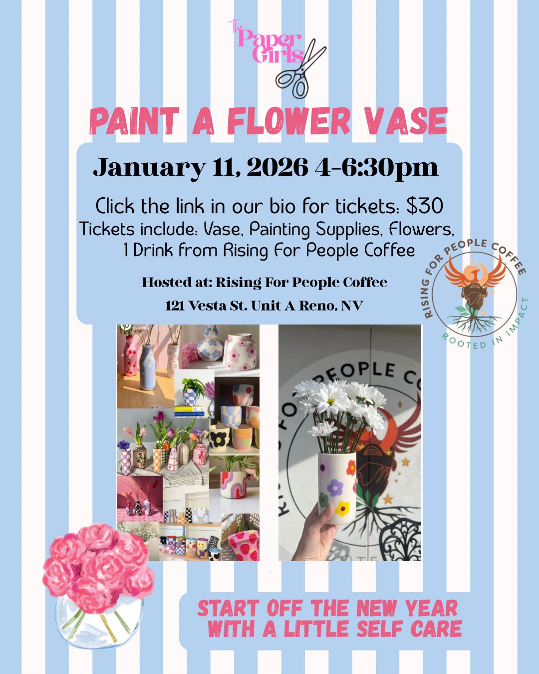 🎨 Paint a Flower Vase Workshop - Rising For People Coffee Co.Rising For People Coffee Co.Rising For People Coffee Co.🎨 Paint a Flower Vase Workshop