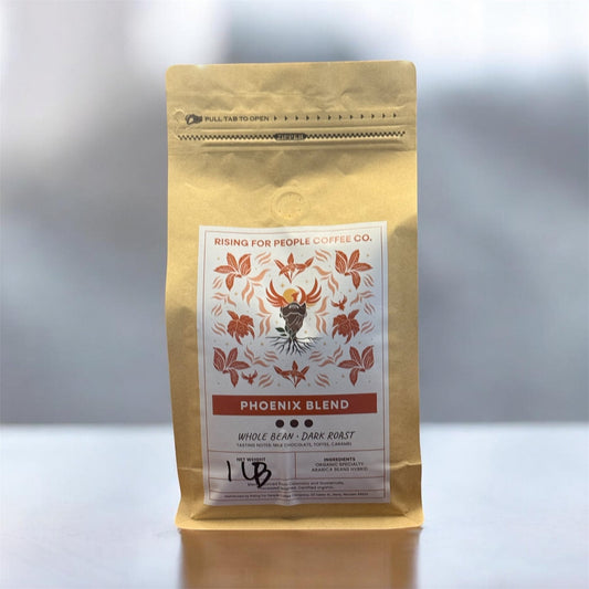Phoenix Blend - Dark Roast Coffee - Rising For People Coffee Co.CoffeeRising For People Coffee Co.Rising For People Coffee Co.197644859917Phoenix Blend - Dark Roast - Clean, Bold, Smooth. Organic Colombi and Guatemala Roasted together for the perfect roast. - Shop organic coffee today