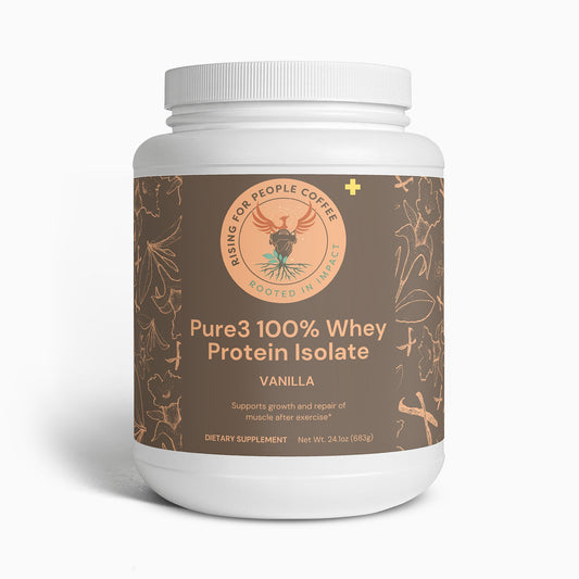 Pure3 100% Whey Protein Isolate (Vanilla) - Rising For People Coffee Co.Proteins & BlendsRising For People Coffee Co.Rising For People Coffee Co.JTP0WHVAPure3 100% Whey Protein Isolate (Vanilla)