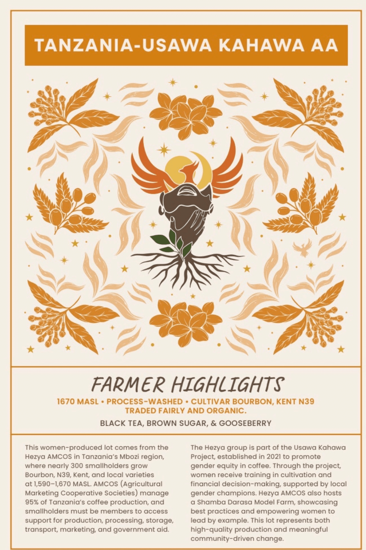 Tanzania Usawa Kahawa AA - Medium Dark Roast - Rising For People Coffee Co.CoffeeRising For People Coffee Co.Rising For People Coffee Co.Tanzania Usawa Kahawa AA - Medium Dark Roast